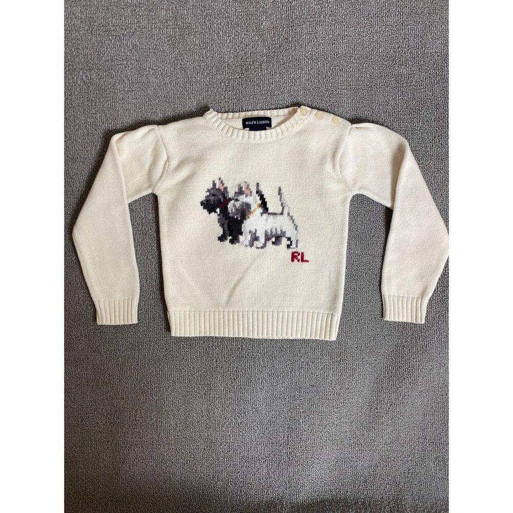 Ralph Lauren Scottie Dog Intarsia Knit Sweater- Preppy Old Money Quiet Luxury